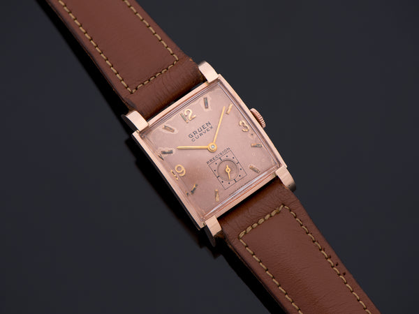 Rose Gold Gruen Curvex Precision Gruen Curvex Prince 14K Rose Gold