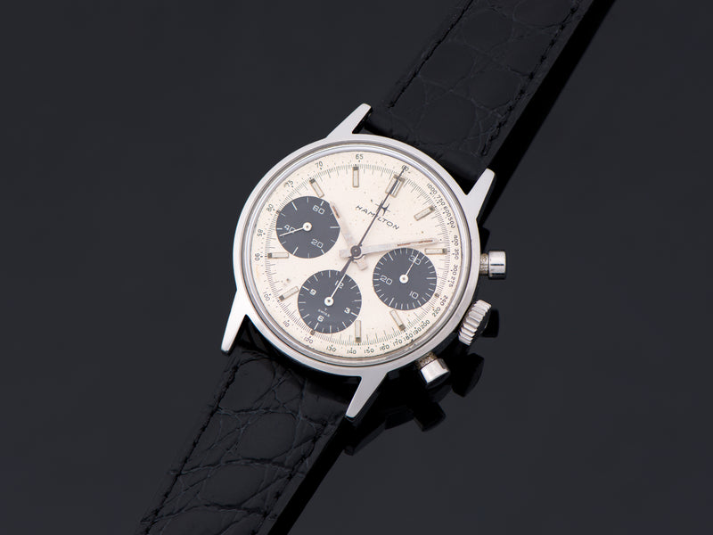 Hamilton 5001 Chronograph Panda Valjoux 7736 Triple Register Watch