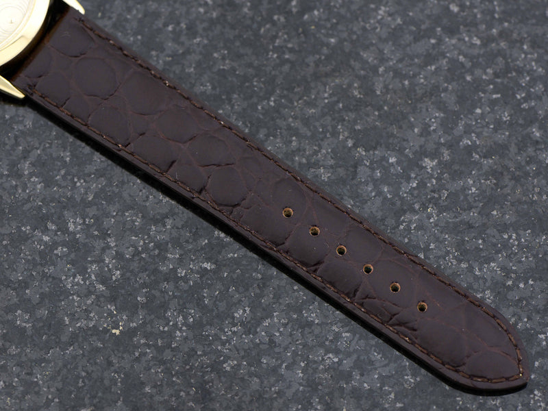 Genuine Leather Brown Crocodile Grain Band with matching Gold Tone Buckle