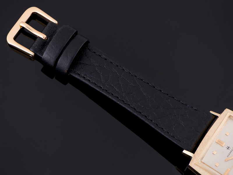 Brand new genuine leather Black Strap with Matching Gold Tone Buckle