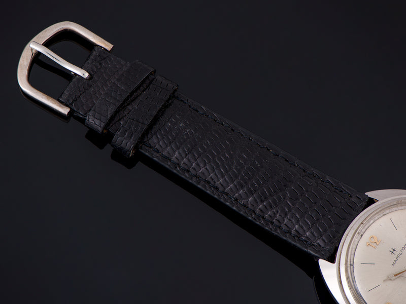 Used Genuine Lizard Black Watch Strap with matching silver tone buckle