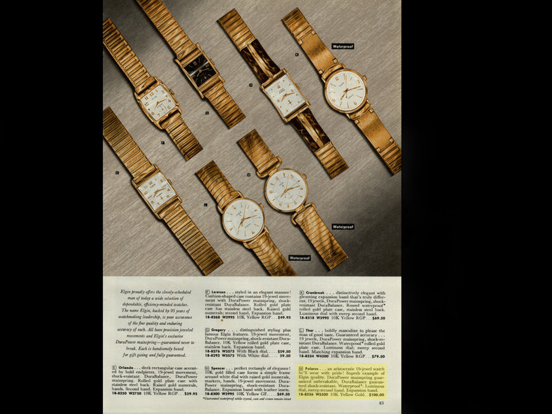 1960 Paper Ad Elgin 10K Yellow Gold Polarus Watch Hinged Lug Drivers