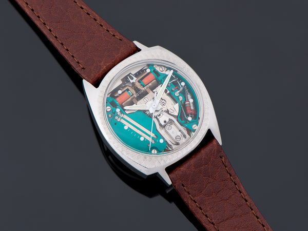 Bulova Accutron Spaceview "Floppy Football" Stainless Steel Watch with Florentine Bezel