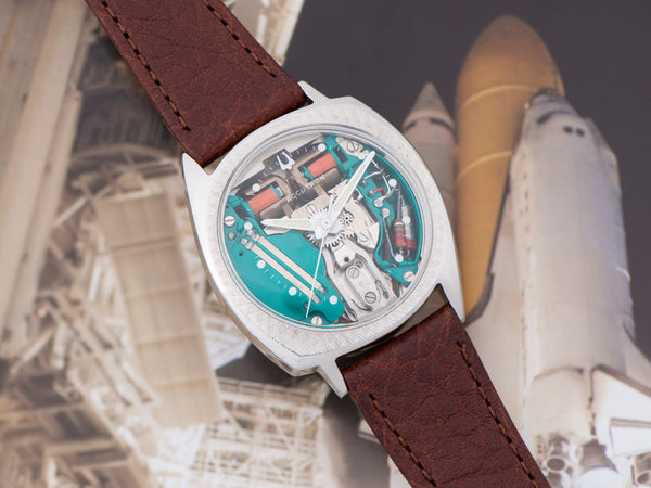 Bulova Accutron Spaceview "Floppy Football" Stainless Steel Watch with Florentine Bezel