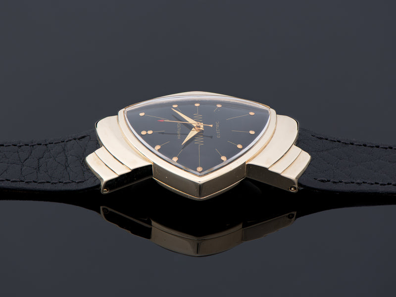 Hamilton Electric Ventura 14K Gold Black Dial Watch