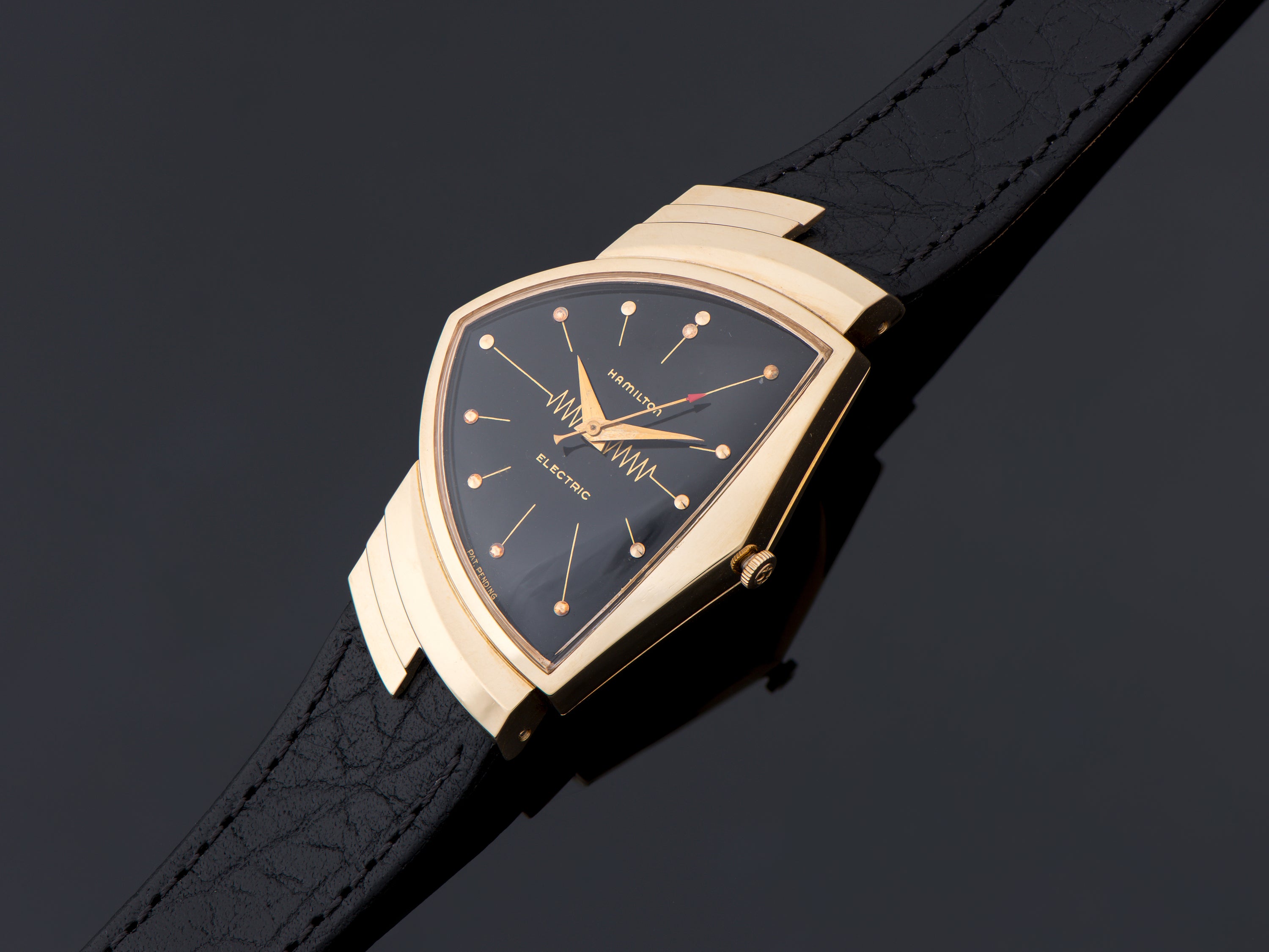 50s hamilton ventura black gold 14k mens
