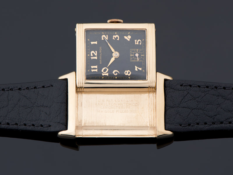 Hamilton Otis "Reverso" Original Black Dial Watch Open To Reverse