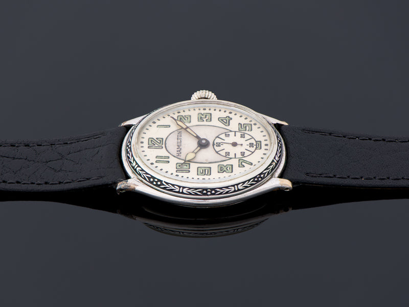 Hamilton Oval Engraved White Gold Filled Watch