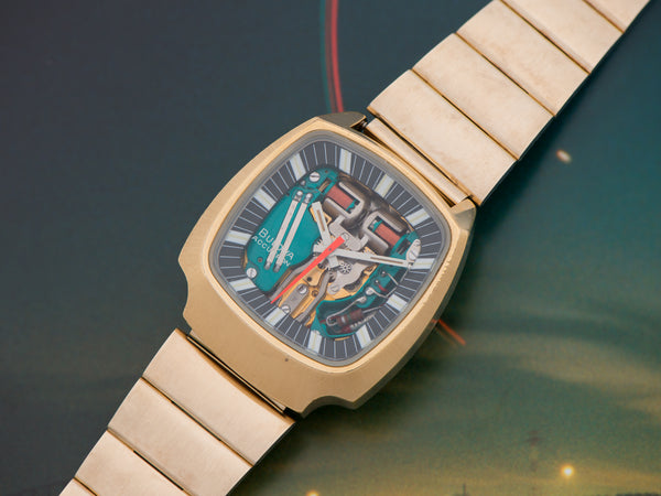Bulova Accutron 100th Anniversary Spaceview Yellow Gold Electroplate Watch