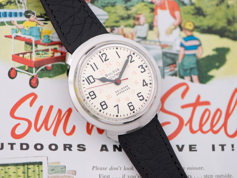 Bulova Accutron 214 Stainless Steel Watch Railroad Approved