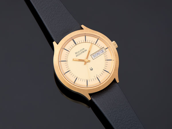 Bulova Accutron 2182G Watch Gold Tone With Original Strap