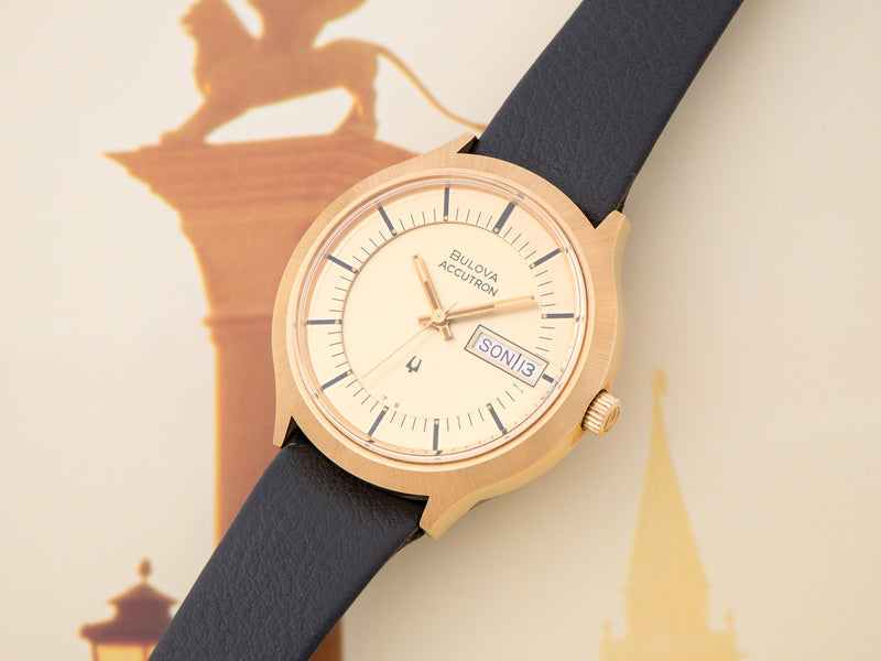 Bulova Accutron 2182G Watch Gold Tone With Original Strap