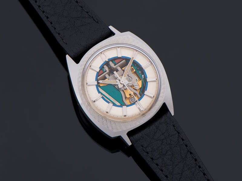 Bulova Accutron "Floppy Football" Stainless Steel Watch Cutout Dial
