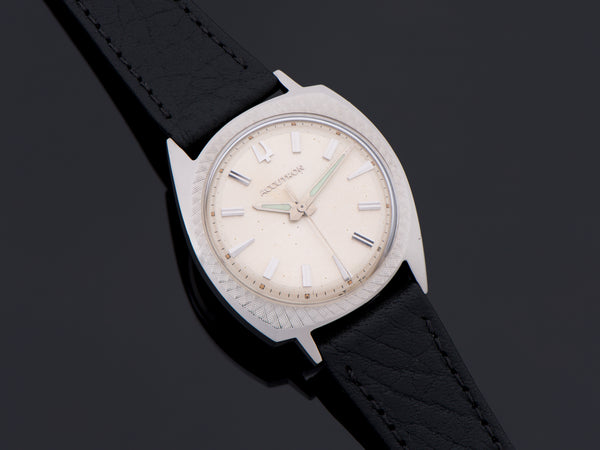 Bulova Accutron "Floppy Football" Stainless Steel Watch With Florentine Bezel