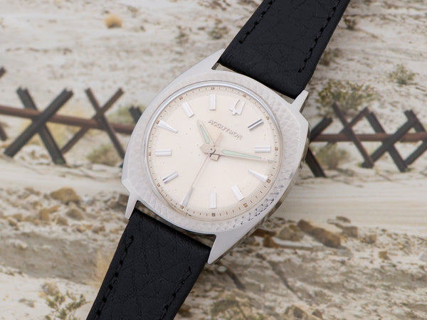 Bulova Accutron "Floppy Football" Stainless Steel Watch With Florentine Bezel
