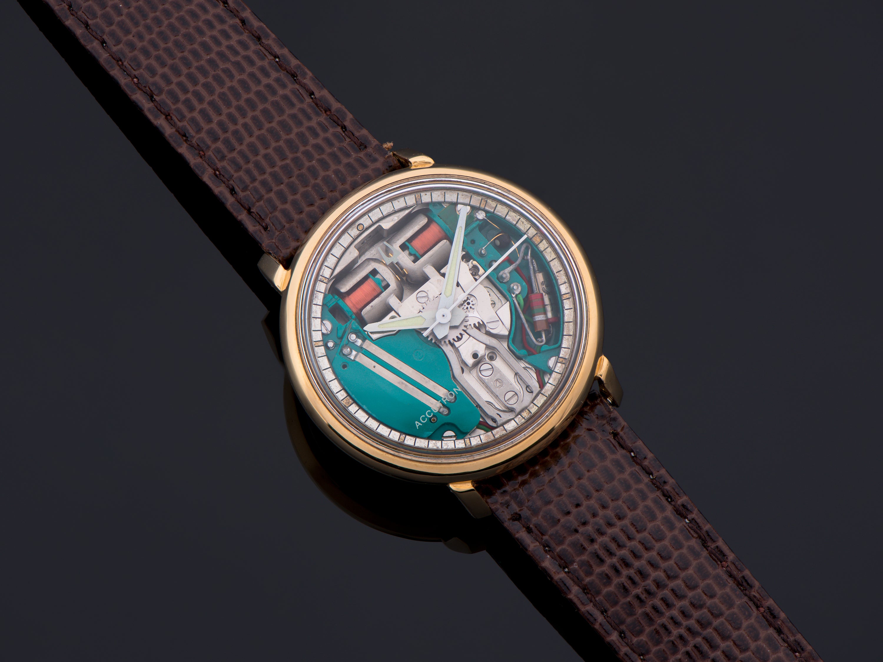 Vintage Bulova Accutron Spaceview Mens Watch 34mm 10K Gold Filled New Battery 1965 Bulova Accutron Spaceview Watch. Vintage, 10kt Gold  main image 2