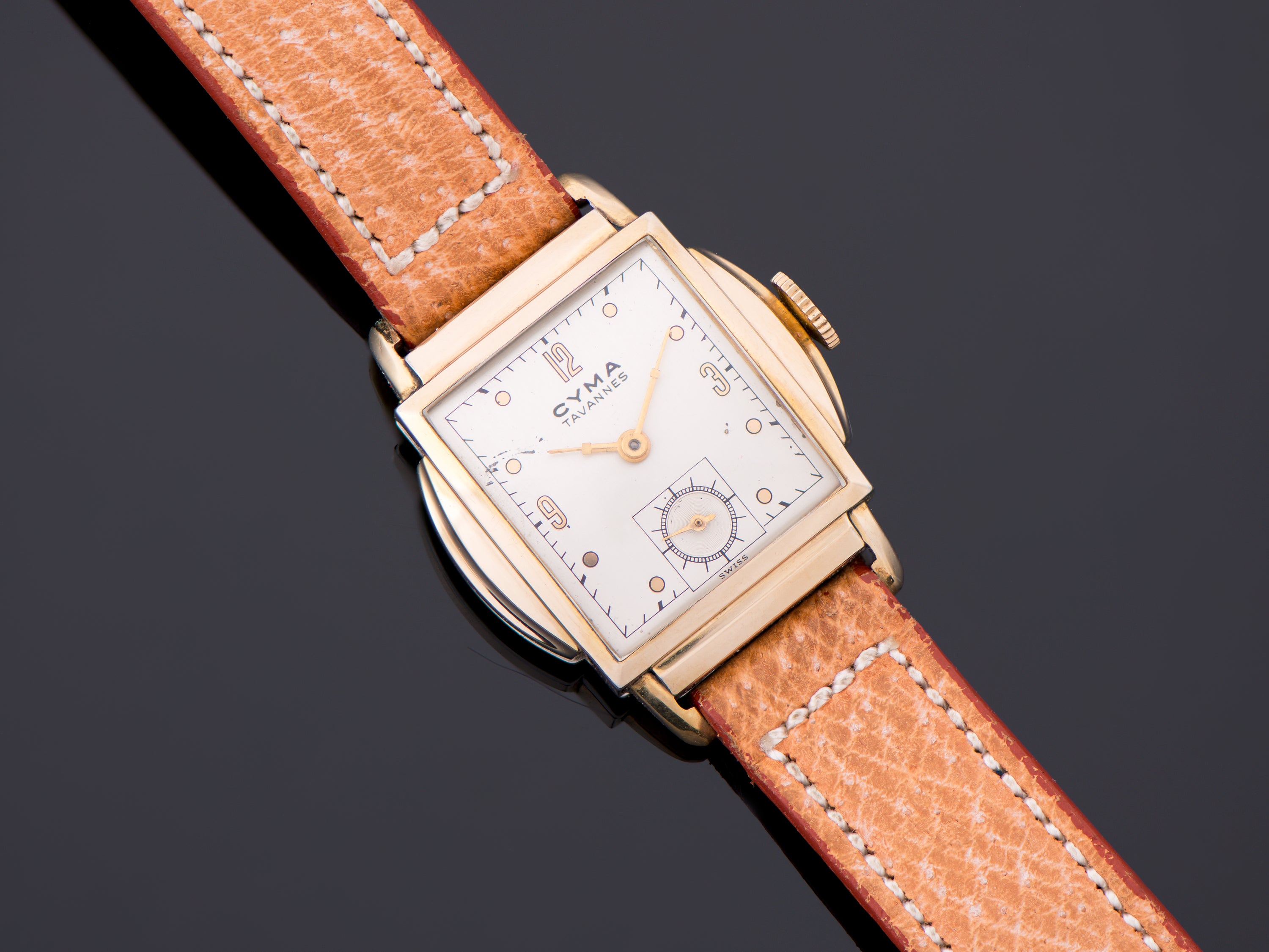 Cyma Art Deco Watch With Signed Strap & Hang Tag