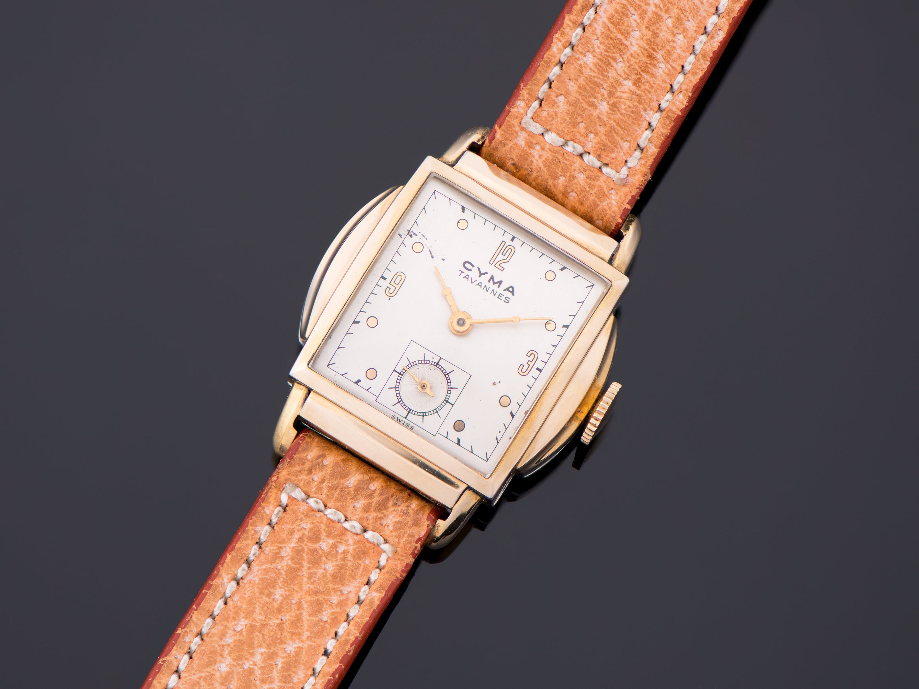 Cyma Art Deco Watch With Signed Strap & Hang Tag
