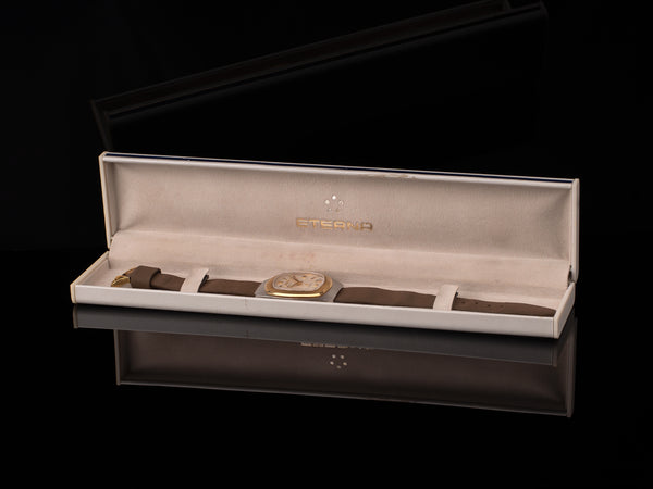 Eterna Sonic Tuning Fork Watch ESA 9162 Steel With 14K Bezel With Signed Strap In Original Box