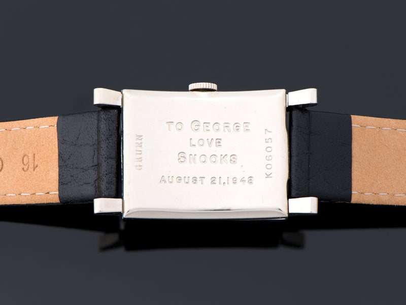 Gruen Curvex 14K White Gold Watch Case Back