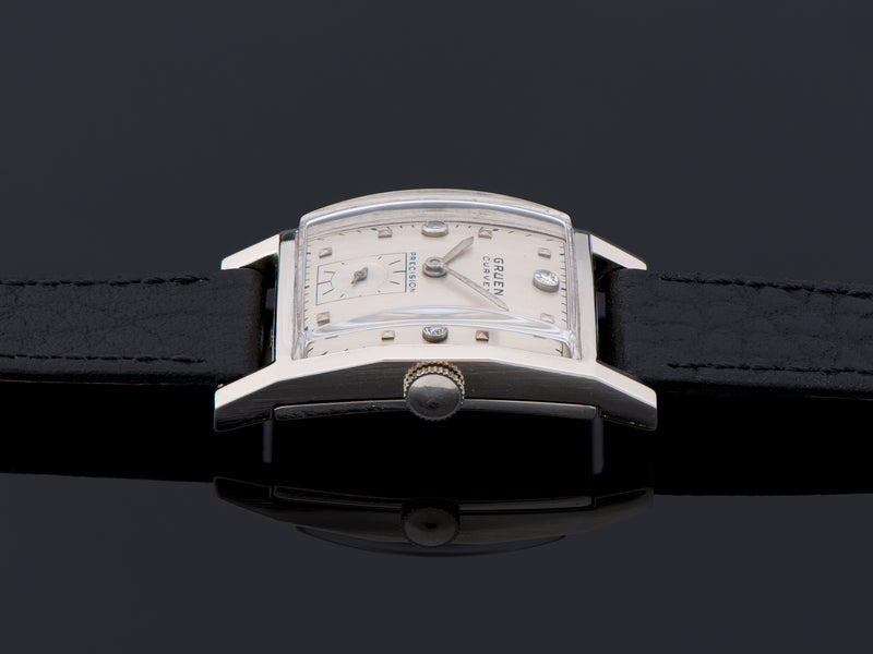Gruen Curvex Executive 14K White Gold Diamond Dial Watch