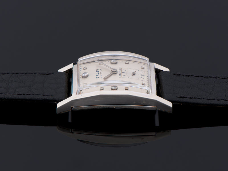 Gruen Curvex Executive 14K White Gold Diamond Dial Watch