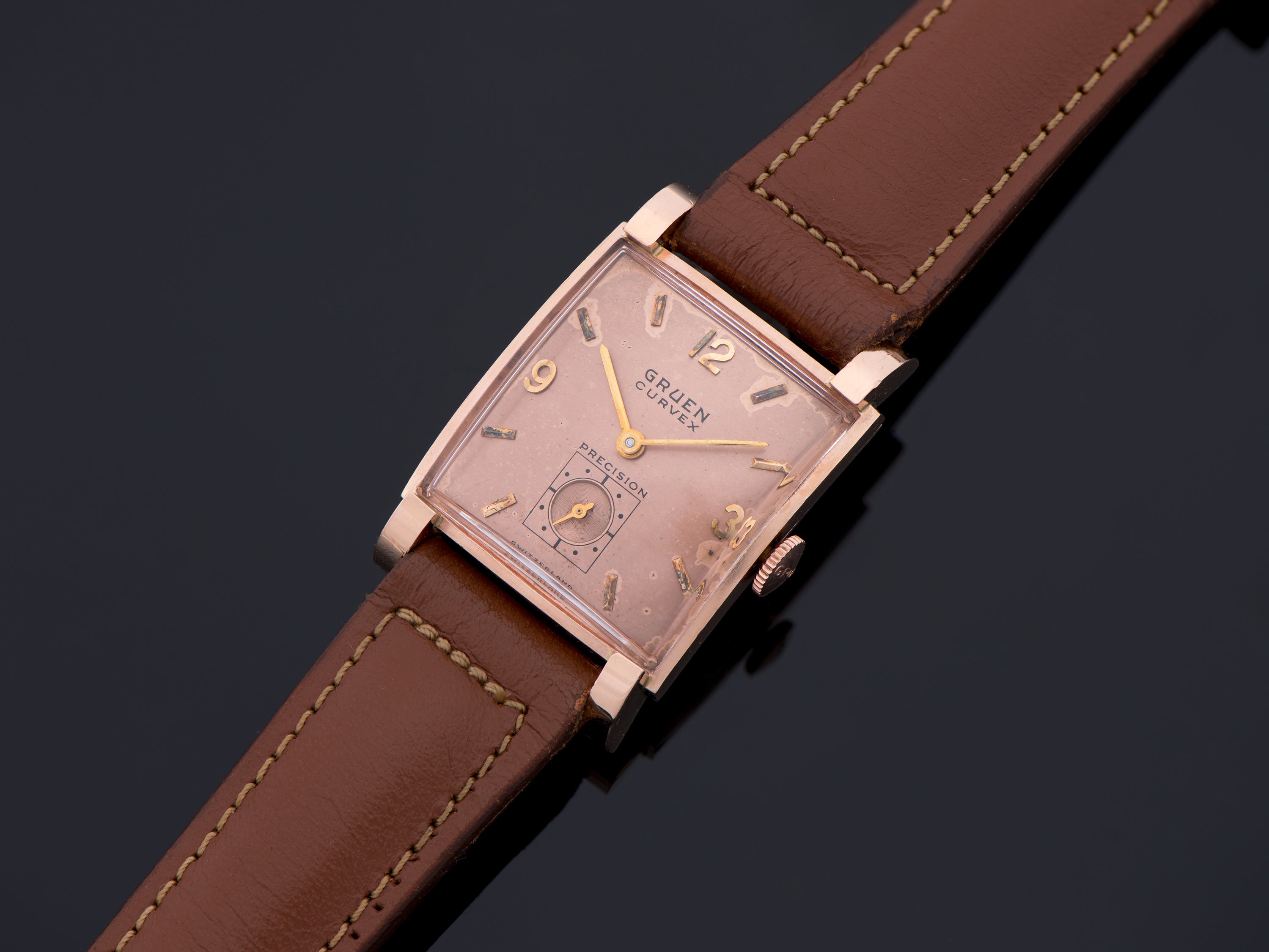 Gruen Curvex Prince 14K Rose Gold Watch