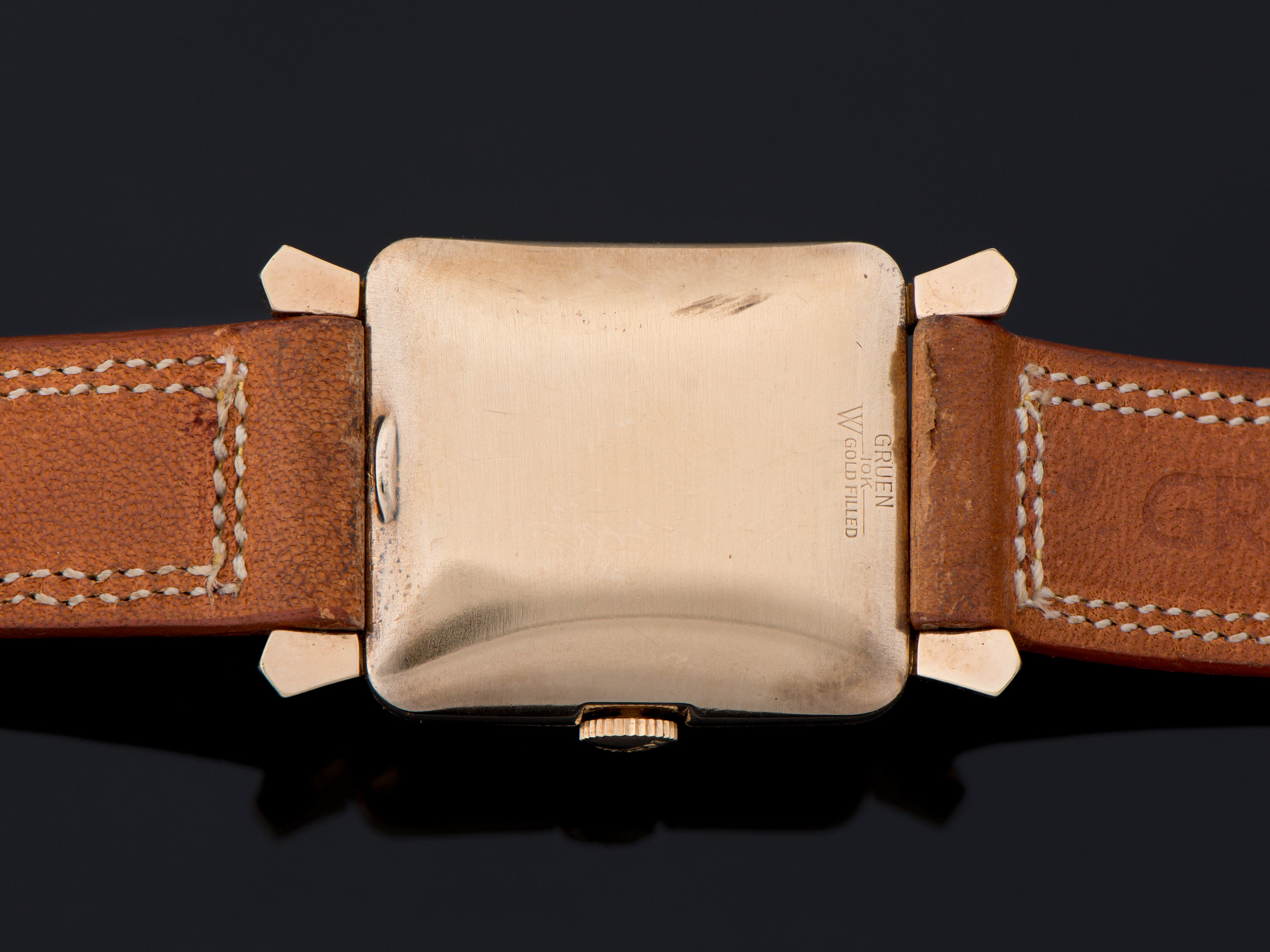 ググググ Gruen Precision Automatic Tank Four Quadrant Dial Original Strap Watch