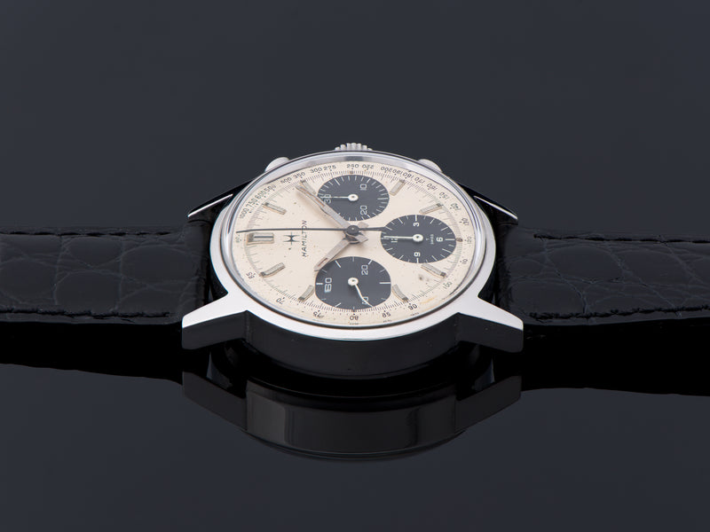 Hamilton 5001 Chronograph Panda Valjoux 7736 Triple Register Watch