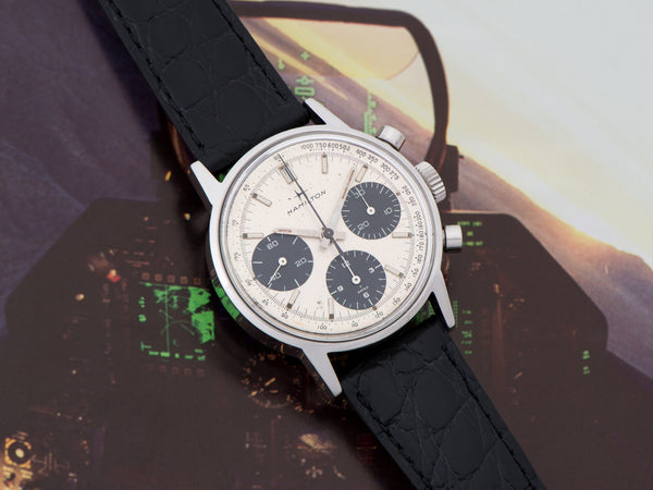 Hamilton 5001 Chronograph Panda Valjoux 7736 Triple Register Watch