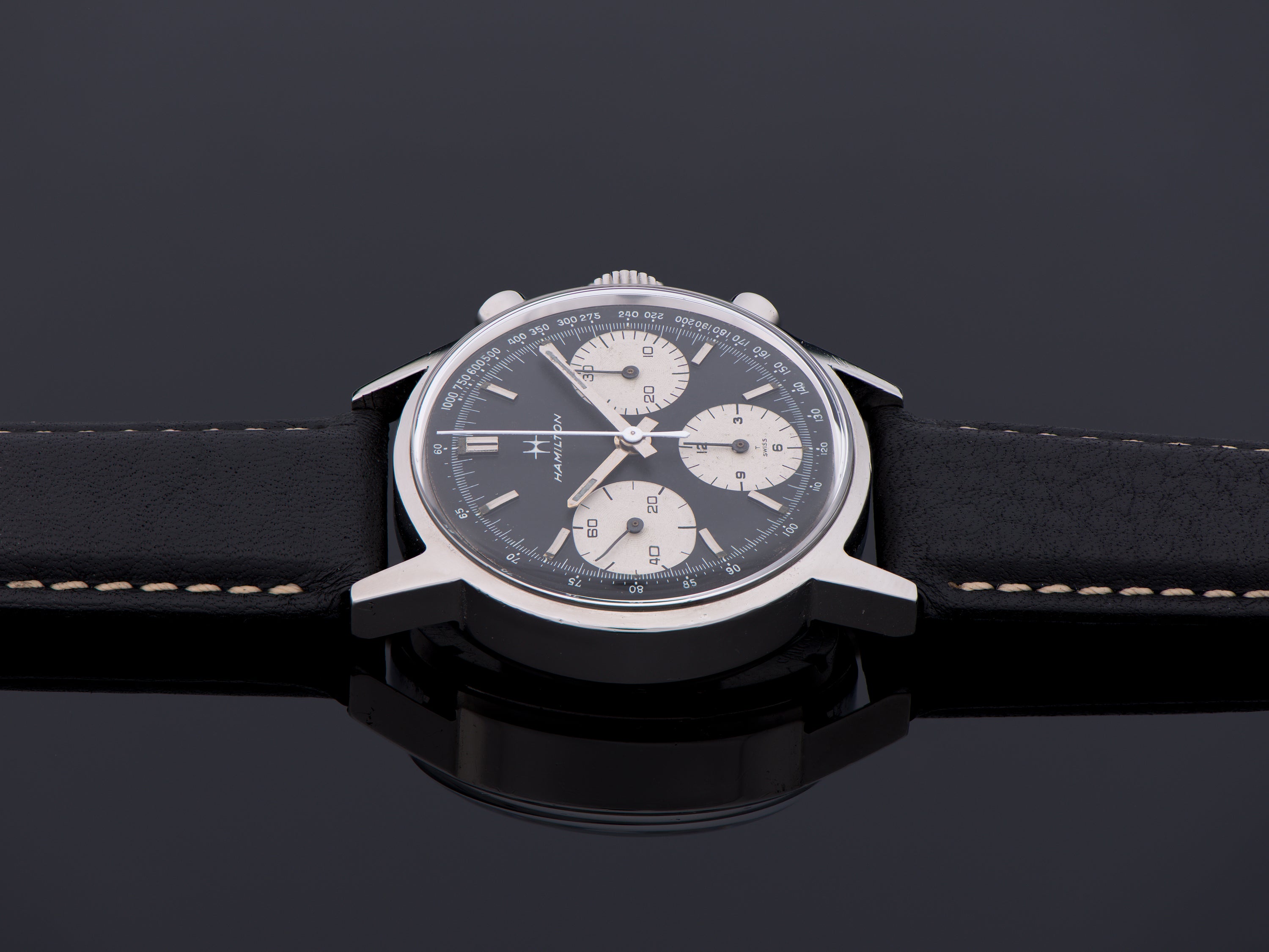 Hamilton 5001 Chronograph Reverse Panda Valjoux 7736 Triple Register W