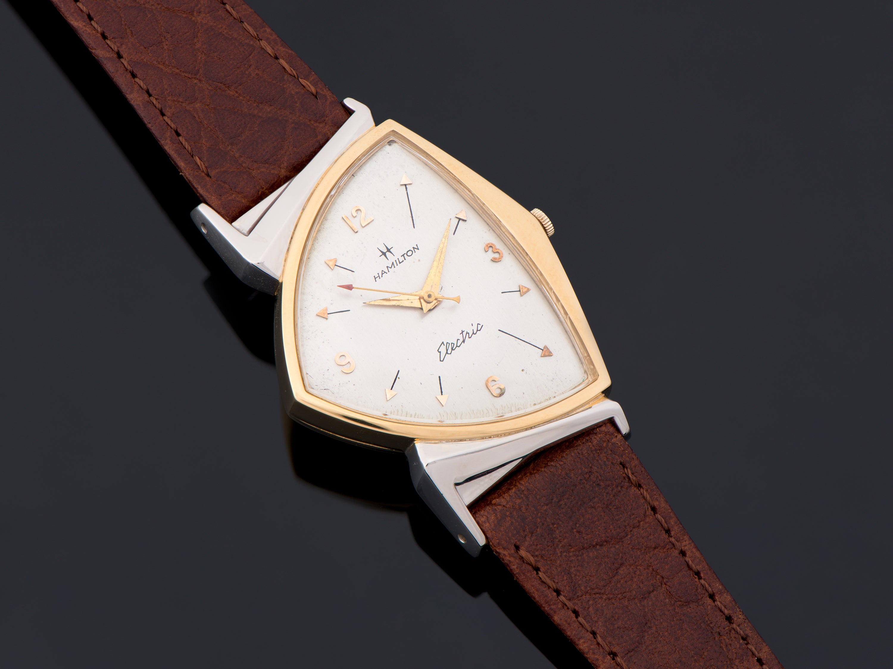 Hamilton 時計 ブラウンレザー ロレックス HA-4102| ハミルトン ドクターズウォッチ セクロン 金張り
