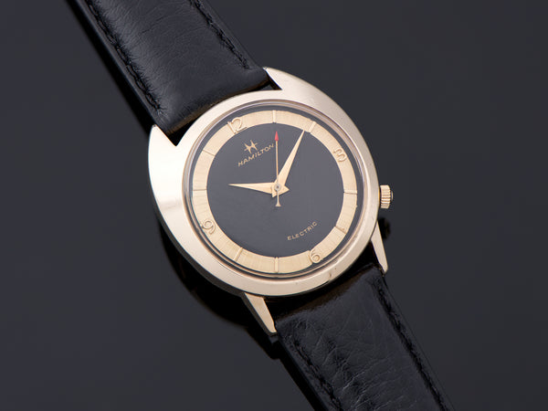 Hamilton Electric Saturn Watch Yellow Gold Filled with Original Finish Black Dial
