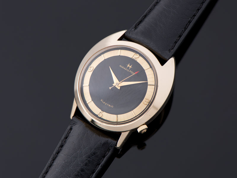 Hamilton Electric Saturn Watch Yellow Gold Filled with Original Finish Black Dial