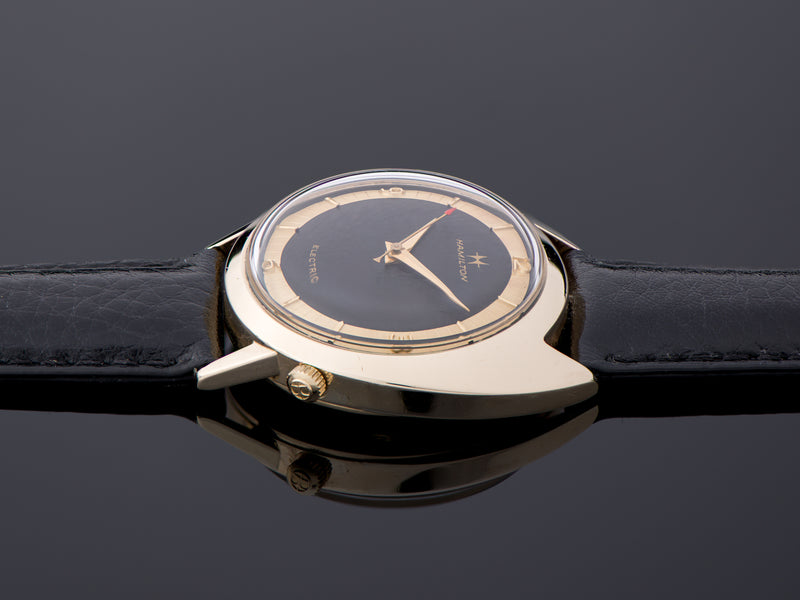 Hamilton Electric Saturn Watch Yellow Gold Filled with Original Finish Black Dial