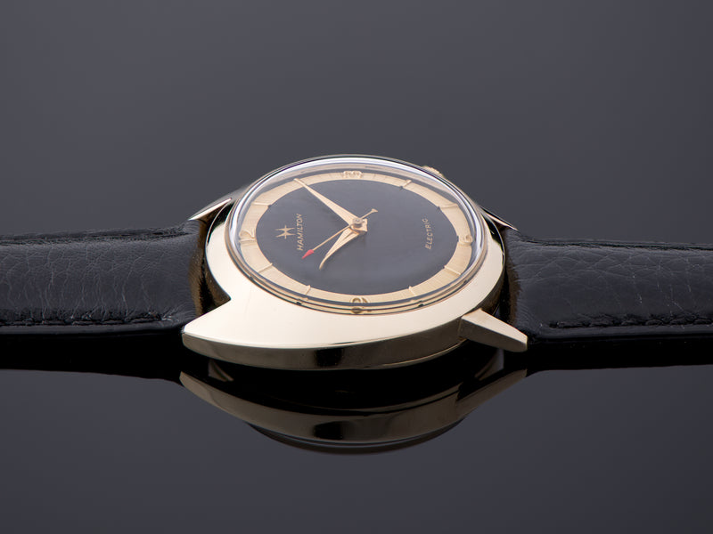Hamilton Electric Saturn Watch Yellow Gold Filled with Original Finish Black Dial