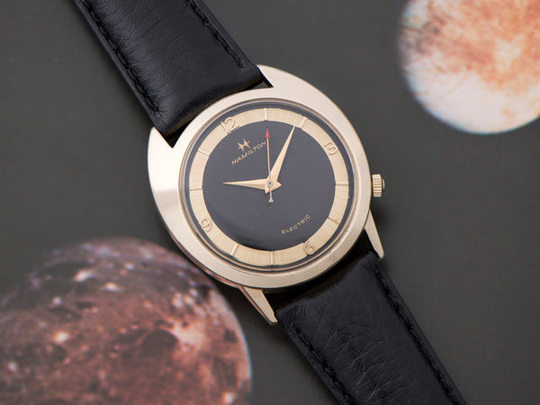Hamilton Electric Saturn Watch Yellow Gold Filled with Original Finish Black Dial