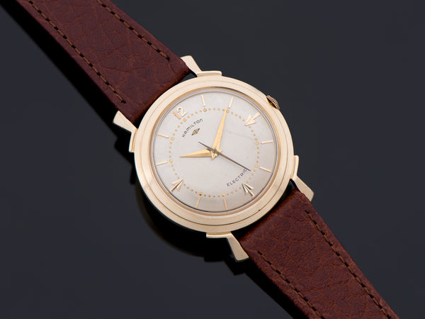 Hamilton Electric Van Horn Watch 14K Gold Original Finish Silver Dial