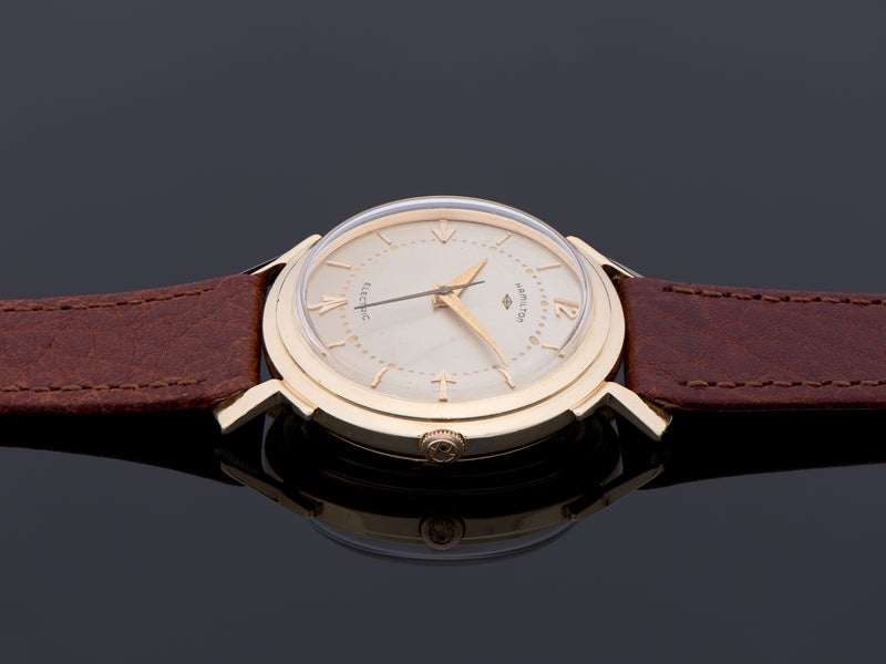 Hamilton Electric Van Horn Watch 14K Gold Original Finish Silver Dial