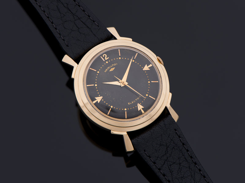 Hamilton Electric Van Horn Watch 14K Original Black Dial