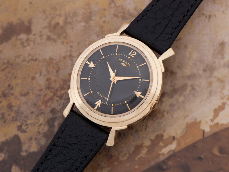 Hamilton Electric Van Horn Watch 14K Original Black Dial