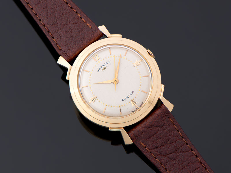 Hamilton Electric Van Horn Watch 14K Gold Original Finish Silver Dial