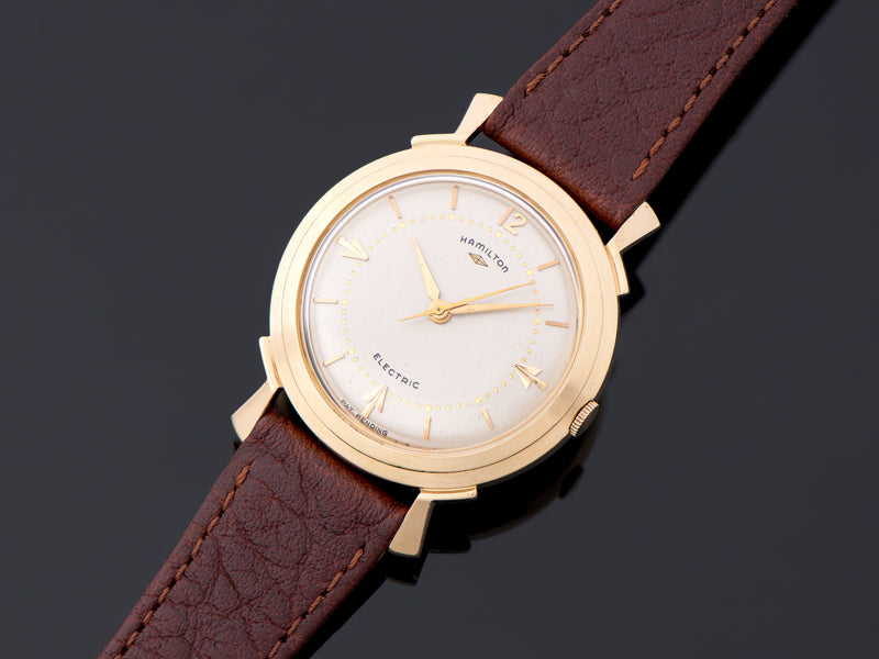 Hamilton Electric Van Horn Watch 14K Gold Original Finish Silver Dial