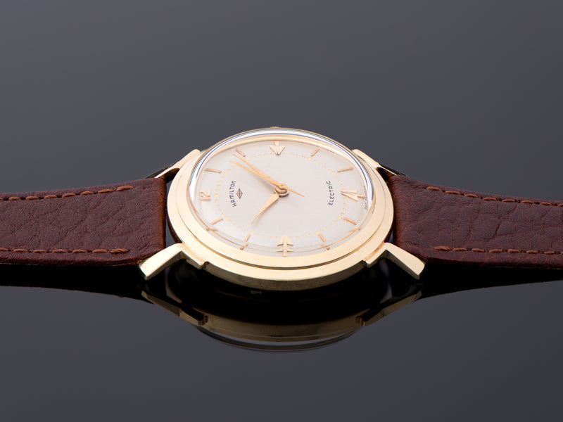Hamilton Electric Van Horn Watch 14K Gold Original Finish Silver Dial