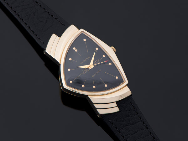 Hamilton Electric Ventura 14K Gold Black Dial Watch