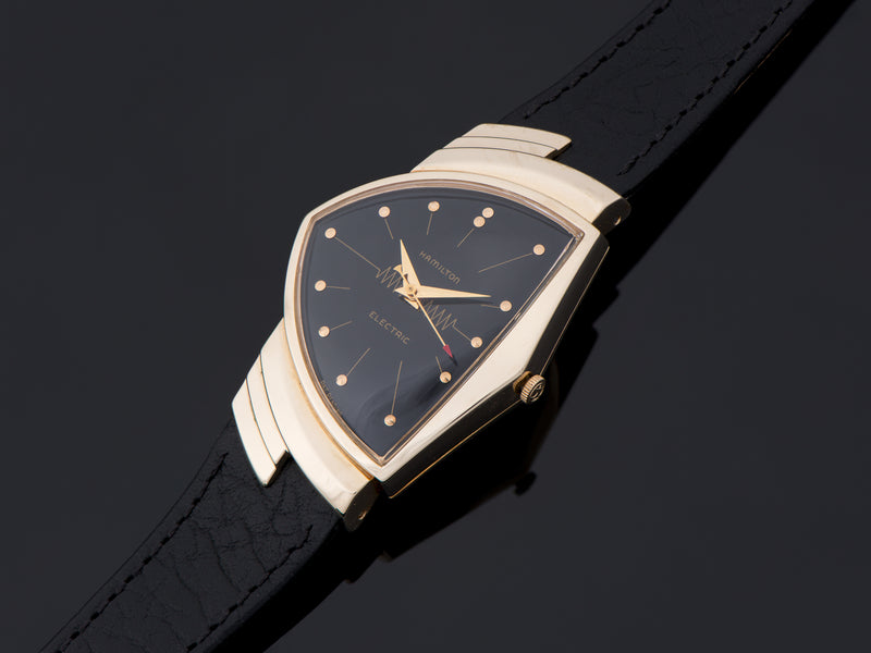 Hamilton Electric Ventura 14K Gold Black Dial Watch