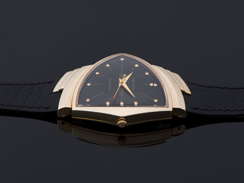 Hamilton Electric Ventura 14K Gold Black Dial Watch