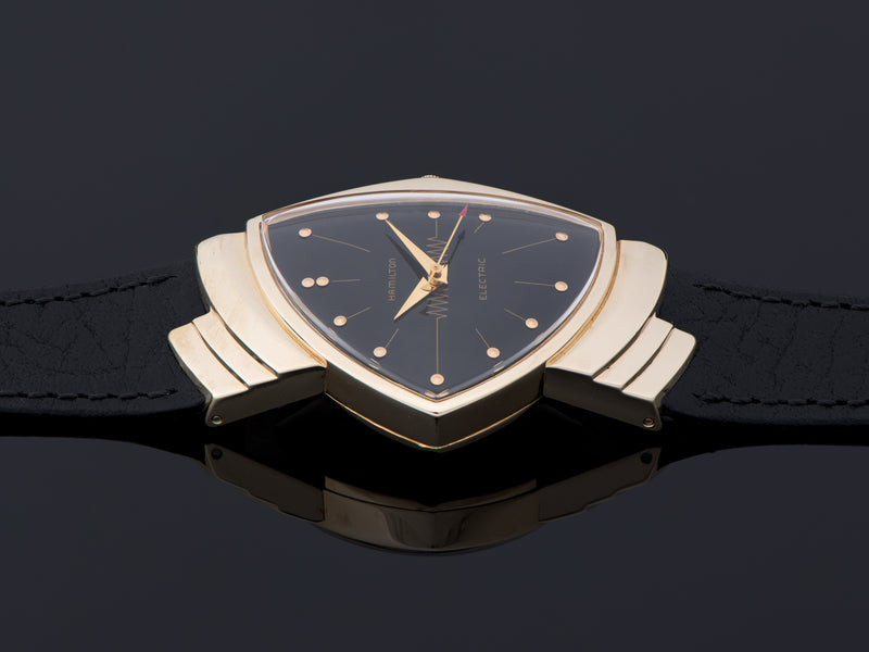 Hamilton Electric Ventura 14K Gold Black Dial Watch