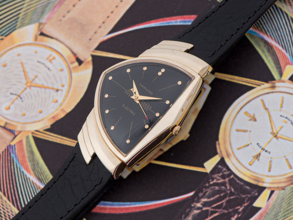 Hamilton Electric Ventura 14K Gold Black Dial Watch