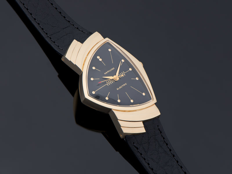 Hamilton Electric Ventura 14K Gold Watch Original Finish Black Dial